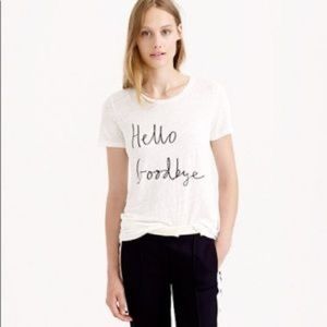 Hello Goodbye Quote Banana Republic Linen T-Shirt Small White